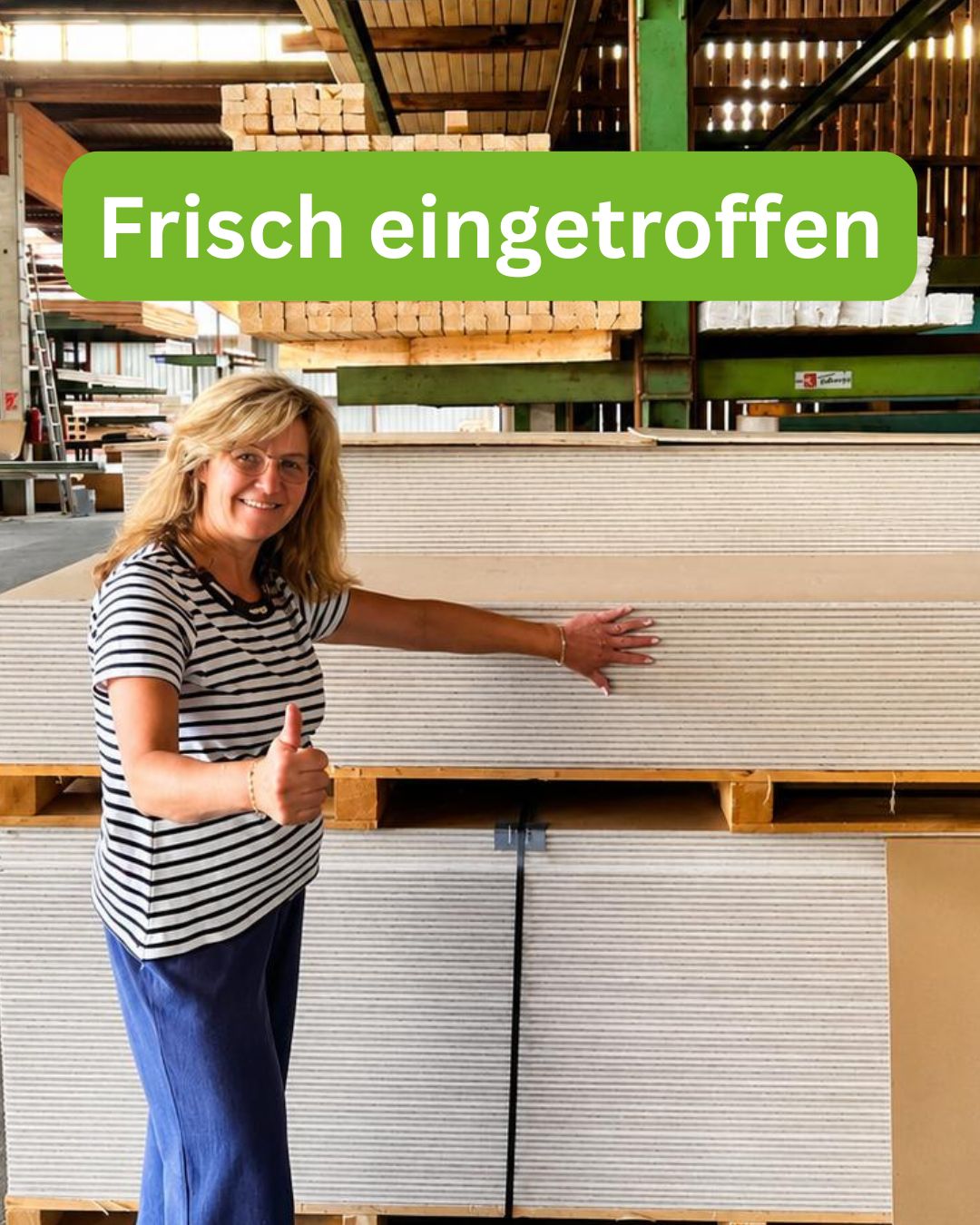Paletten mit Gipskartonplatten, Trockenbauplatten im Lager 