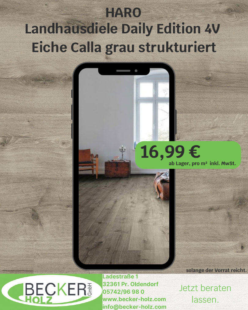 Landhausdiele Eiche Calla von HARO bei Becker Holz im Angebot Bild von Landhausdiele Eiche Calla von HARO